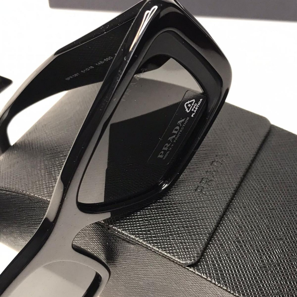 💯- Authentic New Prada PR-08YS 1AB5S0 Sunglasses Women's Black Dark Grey Bu… - Picture 11 of 14